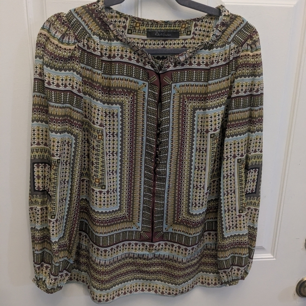 Robert Graham Geometric Silk Blouse